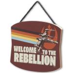 Disney Star Wars Welcome to the Rebellion X-Wing Hanging Wood Wall Decor - Retro Star Wars Sign for Man Cave or Movie Room