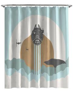 Jay Franco Star Wars Shower Curtain - Licensed Bathroom Décor for Kids or Teens with Millennium Falcon - 70 x 72 Inch Washable Fabric Curtain