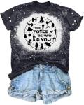 FRYAID May The Power Be with You Shirt Women Vintage Magical Tshirt Magic Graphic Tee Family Vacation Casual Short Sleeve Top Dark Grey