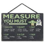 Disney Star Wars Yoda and R2-D2 Hanging Wood Measuring Sign - Measure You Must for Kitchen or Dining Room