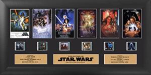 FILMCELLS Star Wars: Through The Ages Episodes 1-6 20" x 11" Framed Deluxe Wall Art with 35mm Film from Each Movie - Officially Licensed Collectible with Certificate of Authenticity