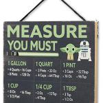 Disney Star Wars Yoda and R2-D2 Hanging Wood Measuring Sign - Measure You Must for Kitchen or Dining Room