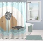Jay Franco Star Wars Shower Curtain - Licensed Bathroom Décor for Kids or Teens with Millennium Falcon - 70 x 72 Inch Washable Fabric Curtain
