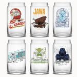JoyJolt Star Wars Retro Vintage Collection 16.9oz Glass Tumblers - Featuring Darth Vader, R2D2, Yoda, Chewbacca, Red Leader, Jawa - Original Trilogy Drinkware, Set of 6 with Glass Straws