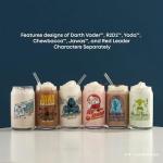 JoyJolt Star Wars Retro Vintage Collection 16.9oz Glass Tumblers - Featuring Darth Vader, R2D2, Yoda, Chewbacca, Red Leader, Jawa - Original Trilogy Drinkware, Set of 6 with Glass Straws