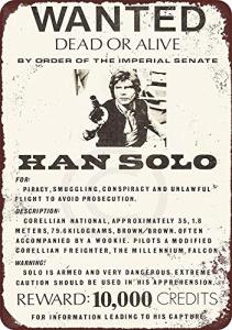 Wisesign Tin Sign Wall Decor Metal Signs Tin Custom Kraze Han Solo Wanted Poster Vintage Reproduction 8 x 12 Personalized