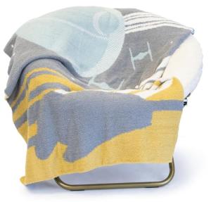 Star Wars Feather Knit Fluffy Throw Blanket - Death Star and Millennium Falcon Fuzzy Blanket Measures 50 x 60 inch, Super Soft Lightweight Bedding
