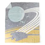 Star Wars Feather Knit Fluffy Throw Blanket - Death Star and Millennium Falcon Fuzzy Blanket Measures 50 x 60 inch, Super Soft Lightweight Bedding