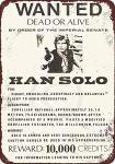 Wisesign Tin Sign Wall Decor Metal Signs Tin Custom Kraze Han Solo Wanted Poster Vintage Reproduction 8 x 12 Personalized