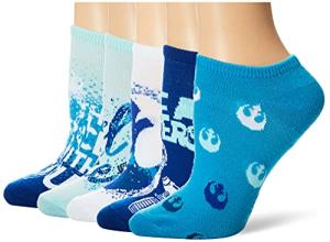 STAR WARS Star Wars Women's 5 Pack No Show Socks, Blue, 9-11 (4F0004)