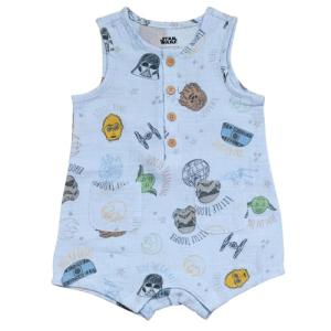 STAR WARS Infant Baby Boys Henley Sleeveless Romper Pale Blue 24 Months