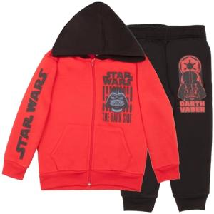STAR WARS Boys Matching Sets Pullover Hoodie and Jogger Fleece Set for Boys 2 Piece Bundle with Darth Vader Graphic Print Sweatpants Set for Kids (Red and Black Size 5/6)