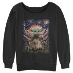 Star Wars : Mandalorian Sipping Starries Junior's Raglan Pullover with Coverstitch Black