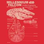 STAR WARS Mens Millennium Falcon Detailed Drawing T-Shirt T Shirt, Red Heather, Medium US