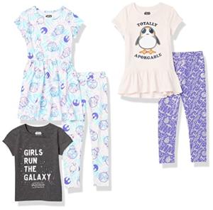 Amazon Essentials Disney | Marvel | Star Wars | Frozen | Princess Girls' Mix-and-Match Outfit Sets, Pack of 5, Star Wars/Penguin, Medium