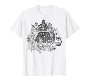 Star Wars Classic Characters Cast Line Art Vintage Disney+ T-Shirt