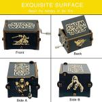 MAD DI Music Box, Wooden Hand Crank Unique Musical Boxes Theme Starwars, Mini Antique Vintage Craft Laser Engraved Home Decorations for Christmas, Wedding, Valentines, Birthday Gifts(Black)