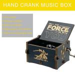 MAD DI Music Box, Wooden Hand Crank Unique Musical Boxes Theme Starwars, Mini Antique Vintage Craft Laser Engraved Home Decorations for Christmas, Wedding, Valentines, Birthday Gifts(Black)