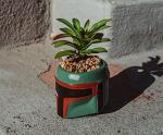 Star Wars Boba Fett Helmet 3-Inch Ceramic Planter with Artificial Succulent | Small Flower Pot, Faux Indoor Plant for Desk Shelf, Trinket Tray | Cute Home Decor Gifts and Collectibles