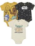 STAR WARS Yoda R2-D2 Chewbacca Infant Baby Boys 3 Pack Bodysuits White/Gray/Yellow 18 Months