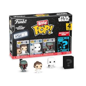Funko Bitty Pop! Star Wars - Leia, Snowtrooper, Boba Fett, & A Surprise Mystery Figure - 0.9 Inch (2.2 Cm) Collectable - Stackable Display Shelf Included - Gift Idea - Party Bags - Cake Topper
