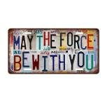 Vintage May The Force Be With You Posters，Star Wars Room Decor Wall Art，License plate Metal Sign Tin Signs for Bar Home Bedroom ，Can be Used as Decorations Gifts for Various Holiday Movies and Anime Enthusiasts