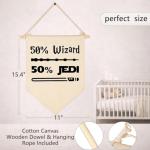 50% Wizard 50% Jedi-Canvas Hanging Pennant Banner Flag Wall Sign Decor Gift for Baby Kids Boy Nursery,Kids Room Playroom Decor-Star Quotes Wars Gift