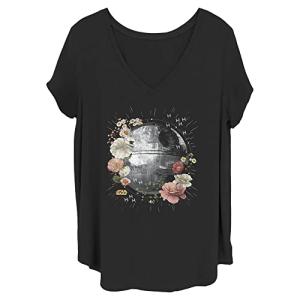 Star Wars Floral Death Star Junior's Plus Short Sleeve Tee Shirt