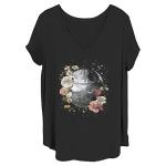 Star Wars Floral Death Star Junior's Plus Short Sleeve Tee Shirt