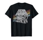 Star Wars Millennium Falcon 77 Retro Diagonal Stripe Disney+ T-Shirt