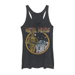 Women's Star Wars Metal Head Rock Droids Racerback Tank Top - Black Heather - Large