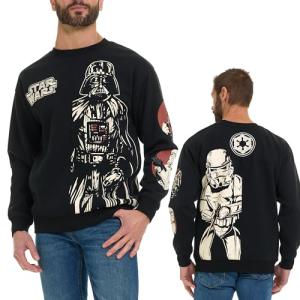 STAR WARS Men’s Darth Vader Stormtrooper Split Fleece Sweatshirt with Embroidery Black