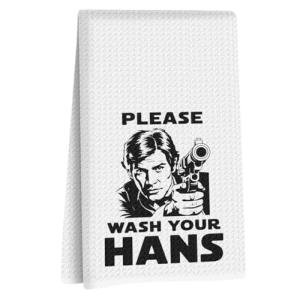 Please Wash Your Hans Kitchen Towels 14x24 Inch, S Wars Dish Towel Waffle Weave Hand Cloth Tea Towel, Funny Kitchen Accessories, Geek Home Kitchen Bathroom Decor, Housewarming Gifts