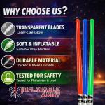 megasumer Inflatable Army 12 Inflatable Light Saber Sword Toys - 4 Green, 4 Red 4 Blue Lightsabers - Party Favor, Halloween Costume, Treats, Christmas Stocking Stuffer, Pool, Yoda, Sith, Jedi