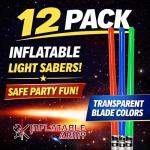 megasumer Inflatable Army 12 Inflatable Light Saber Sword Toys - 4 Green, 4 Red 4 Blue Lightsabers - Party Favor, Halloween Costume, Treats, Christmas Stocking Stuffer, Pool, Yoda, Sith, Jedi