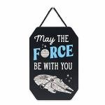 Disney Star Wars May the Force Be With You Millennium Falcon Hanging Wood Wall Decor - Classic Star Wars Sign for Home