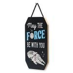 Disney Star Wars May the Force Be With You Millennium Falcon Hanging Wood Wall Decor - Classic Star Wars Sign for Home