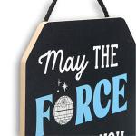 Disney Star Wars May the Force Be With You Millennium Falcon Hanging Wood Wall Decor - Classic Star Wars Sign for Home
