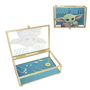 STAR WARS The Mandalorian Grogu OOOOO SHINY! Gold Trim Glass Jewelry Box, Officially Licensed