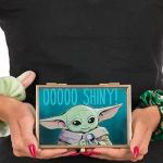 STAR WARS The Mandalorian Grogu OOOOO SHINY! Gold Trim Glass Jewelry Box, Officially Licensed