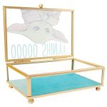 STAR WARS The Mandalorian Grogu OOOOO SHINY! Gold Trim Glass Jewelry Box, Officially Licensed