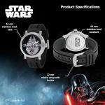 STAR WARS Sport-Inspired Men’s Watch, Featuring Millennium Falcon Dial – Vintage Style Gift for Sci-Fi Collectors and Adventure Fans – Silver-Tone Case, Bezel, and Black Silicone Strap