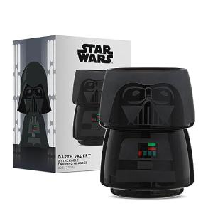 JoyJolt Character Stackable Star Wars Drinking Glasses - 8oz Darth Vader Glass Set of 2 with Head and Body - Fun Kitchen or Bar Glasses Sets for the Home - Star Wars Gift