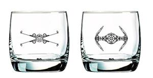 Star Wars Glass Set - X-Wing & TIE Fighter - Collectible Gift Set of 2 Cocktail Glasses - 10 oz Capacity - Classic Design - Heavy Base
