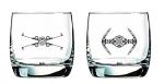 Star Wars Glass Set - X-Wing & TIE Fighter - Collectible Gift Set of 2 Cocktail Glasses - 10 oz Capacity - Classic Design - Heavy Base
