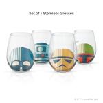 JoyJolt Star Wars™ Helmet Hues Tumblers Stemless Glasses. Set of 4 Large 19oz Glass Drinking Glasses, Wars Kitchen Gifts and, Collectibles for Adults, HH681