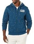 Amazon Essentials Disney | Marvel | Star Wars Men's Sherpa-Lined Full-Zip Hoodie Sweatshirts, Star Wars Logo Ships, Large