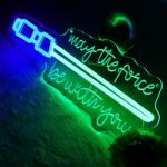 Lightsaber Neon Sign Star May The Force Be With You Neon Sign Wars Usb Power LED Swords Light Wall Decor for Bedroom Living Room Best Gifts for Men Fans