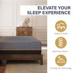 EGOHOME 14 Inch Queen Mattress, Copper Gel Memory Foam Mattress for Pain Relief, Therapeutic Mattress in a Box, CertiPUR-US Certified, Fiberglass Free Medium Mattress, Black