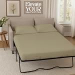 Sleeper Sofa Bed Sheet, 100% Cotton 400 Thread Count, 4 Piece Set, Deep Pocket Fitted Sheet, Soft Wrinkle Free & Breathable, Luxury Hotel Quality, Fits Up to 6 Inch Mattress (Queen, Beige)